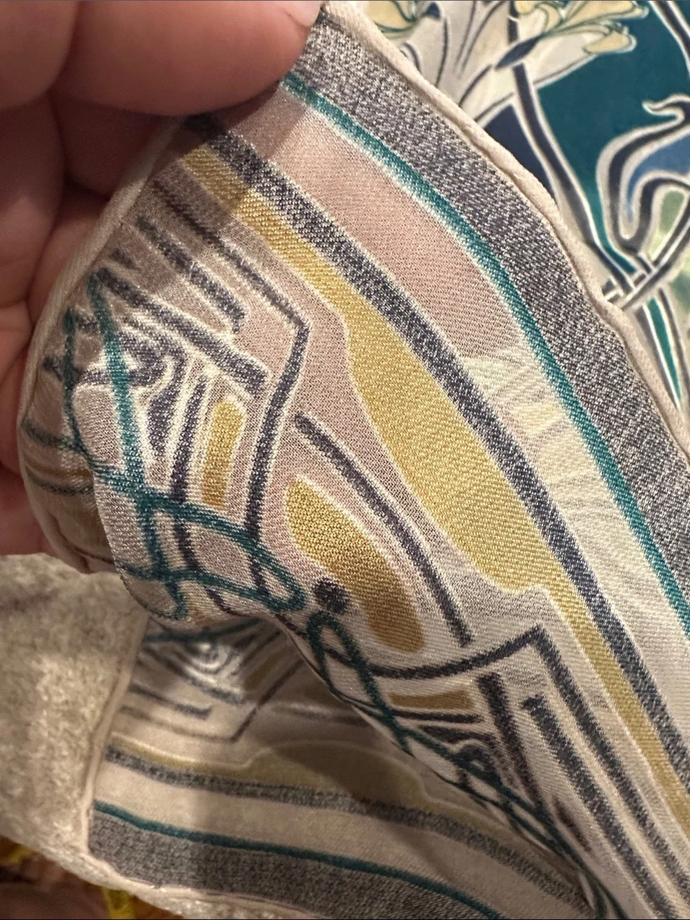 Banana Republic Silk Scarf in Teal, Yellow, Black